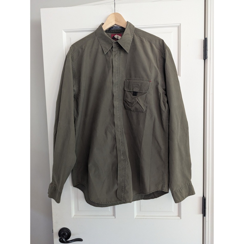Vtg Tommy Hilfiger Mens Size Large Military Full Zip Collared Shirt Shacket Y2k